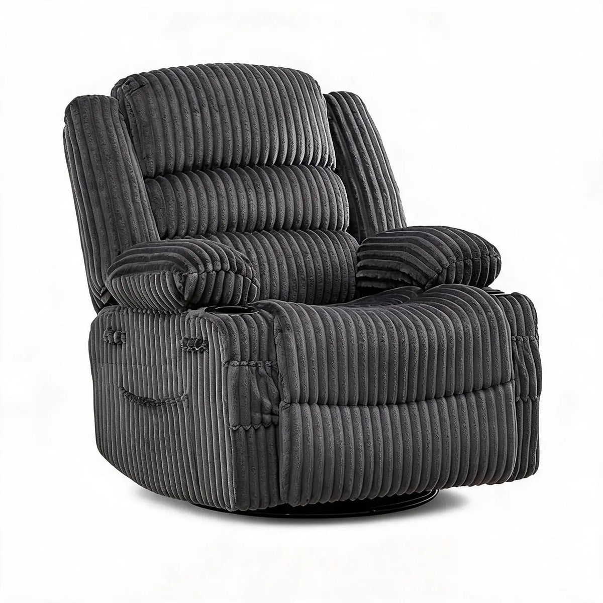 HiMISS Swivel Rocking Recliner Chair With Cup Holder Corduroy Glider