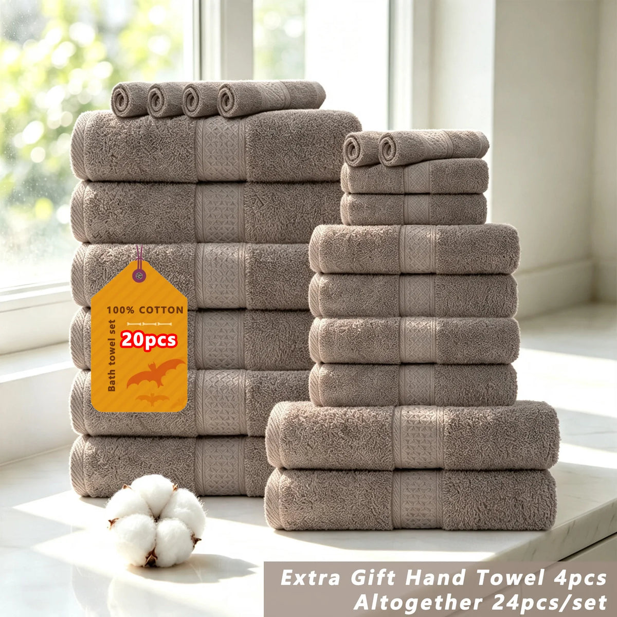 Soft Cotton Bath Towel Set With Quick Drying Water Absorption