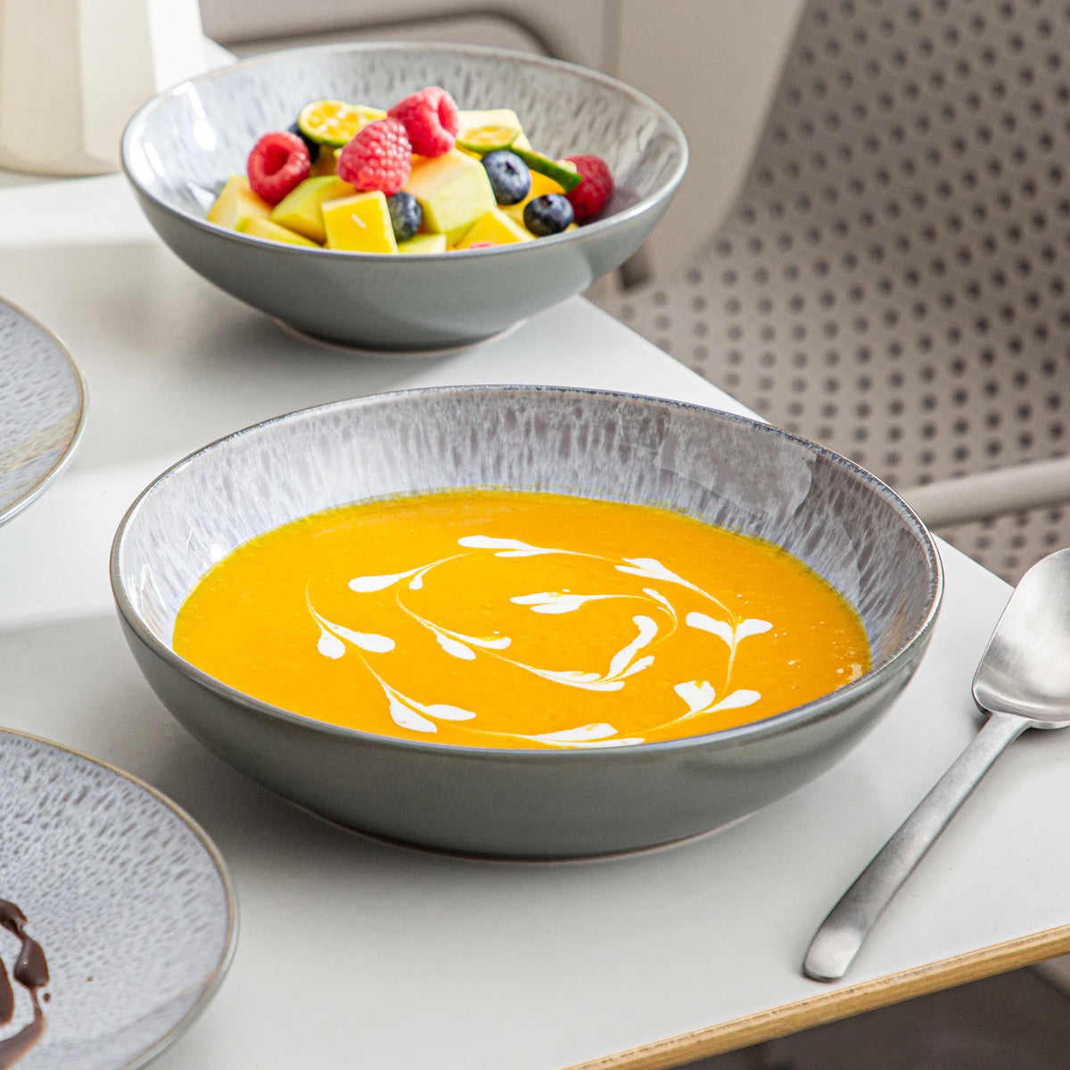 MALACASA Embossed Stoneware Dinnerware Set for Everyday Dining
