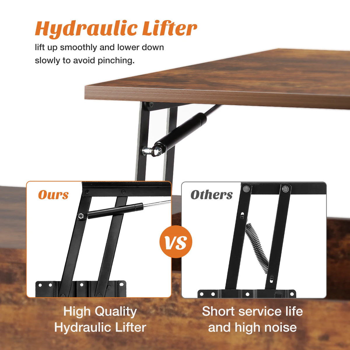 MCQ Wood Lift Top Coffee Table With Adjustable Storage Shelf