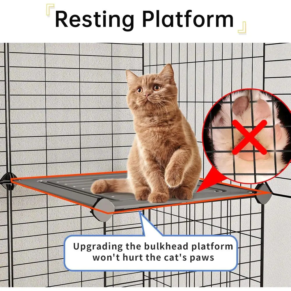 Two Tier Indoor Cat Cage With Litter Box And Playpen
