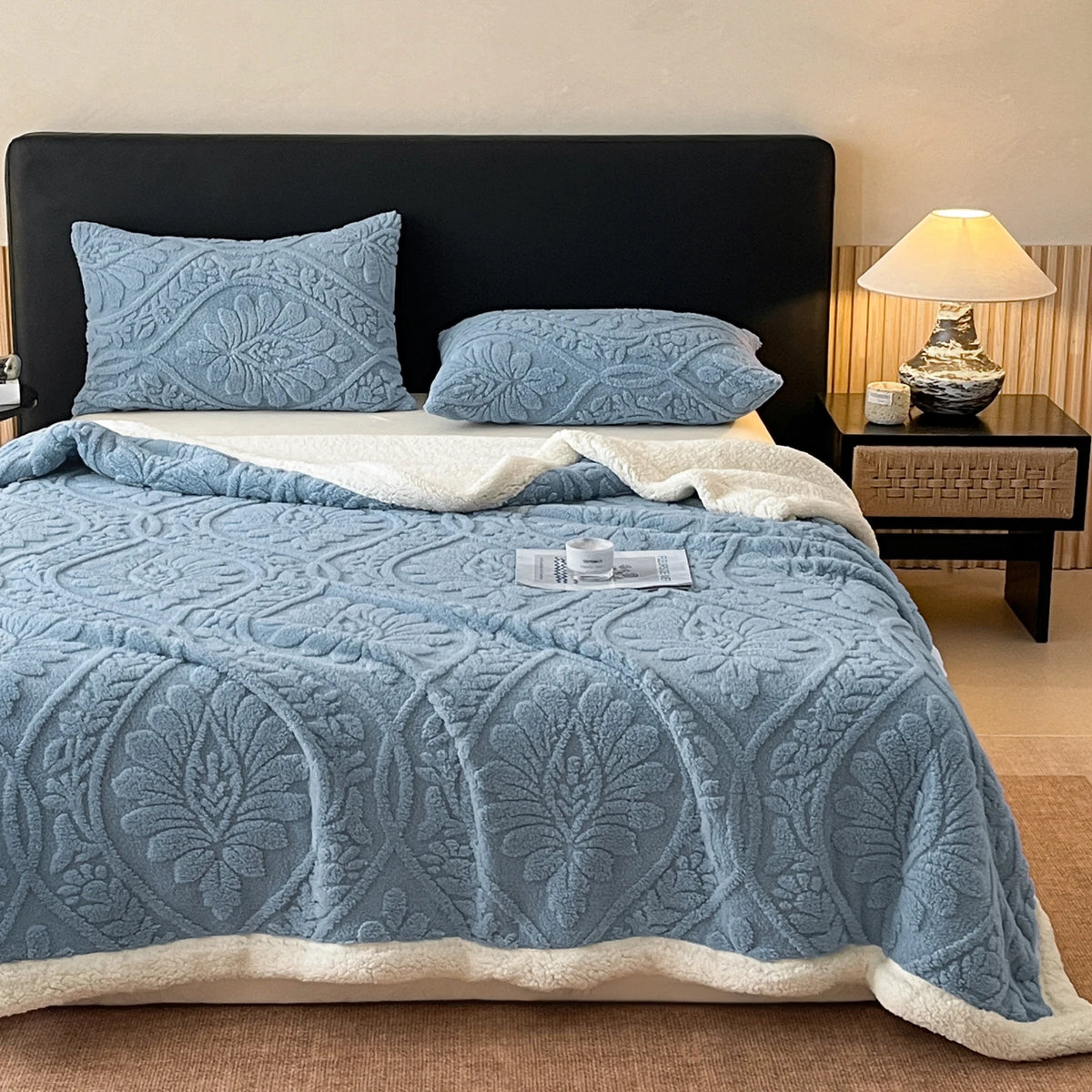 Plush Coral Fleece Throw Blanket for Sofa Bed and Office