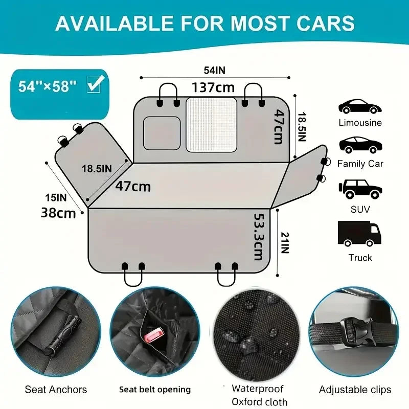 Universal Waterproof Dog Car Seat Cover Non Slip Hammock Protector