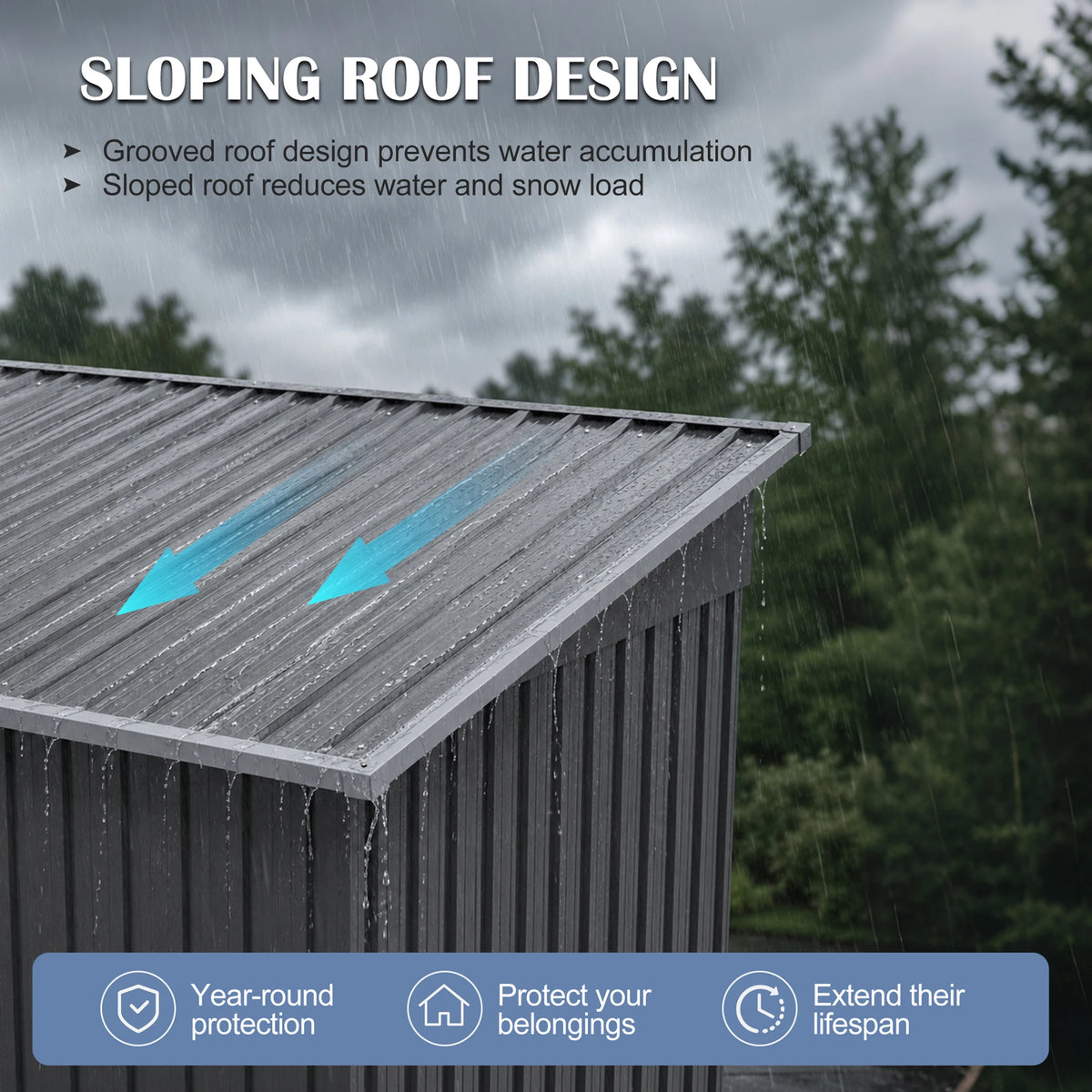 GIHAUVIA Metal Storage Shed and Hardtop Pergola Combo