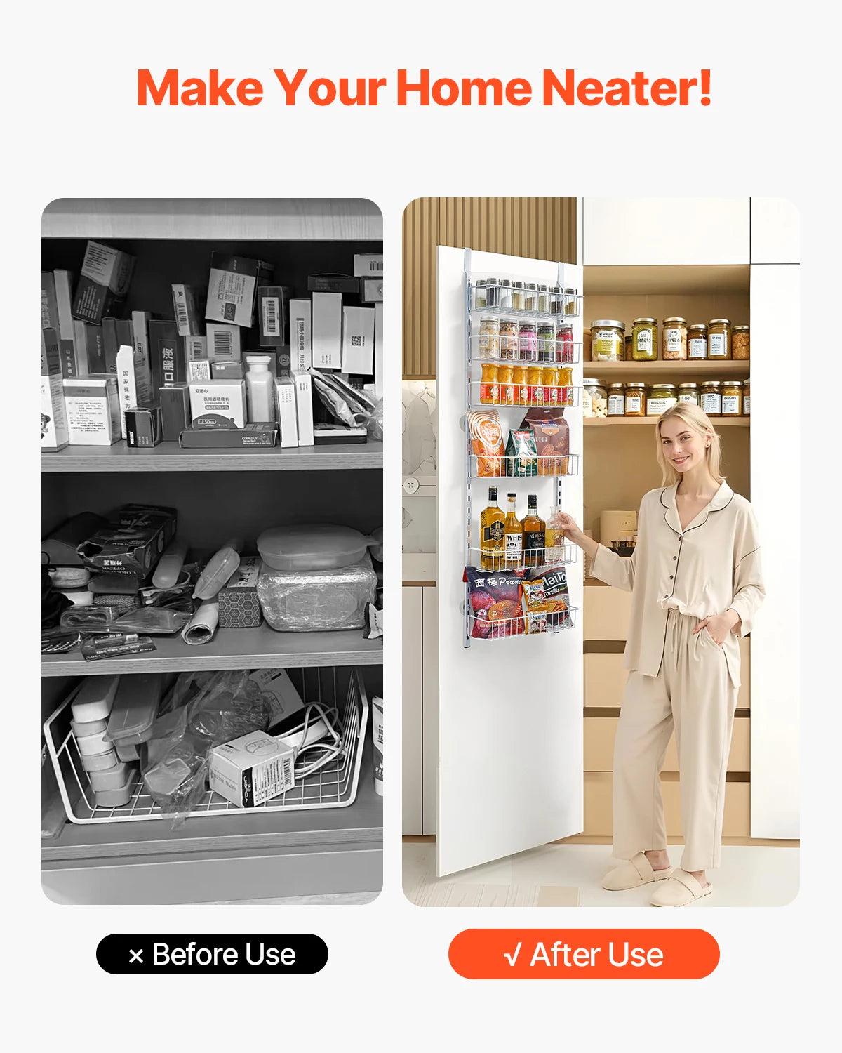 SucceBuy Over Door Pantry Organizer Heavy Duty Adjustable Spice Rack