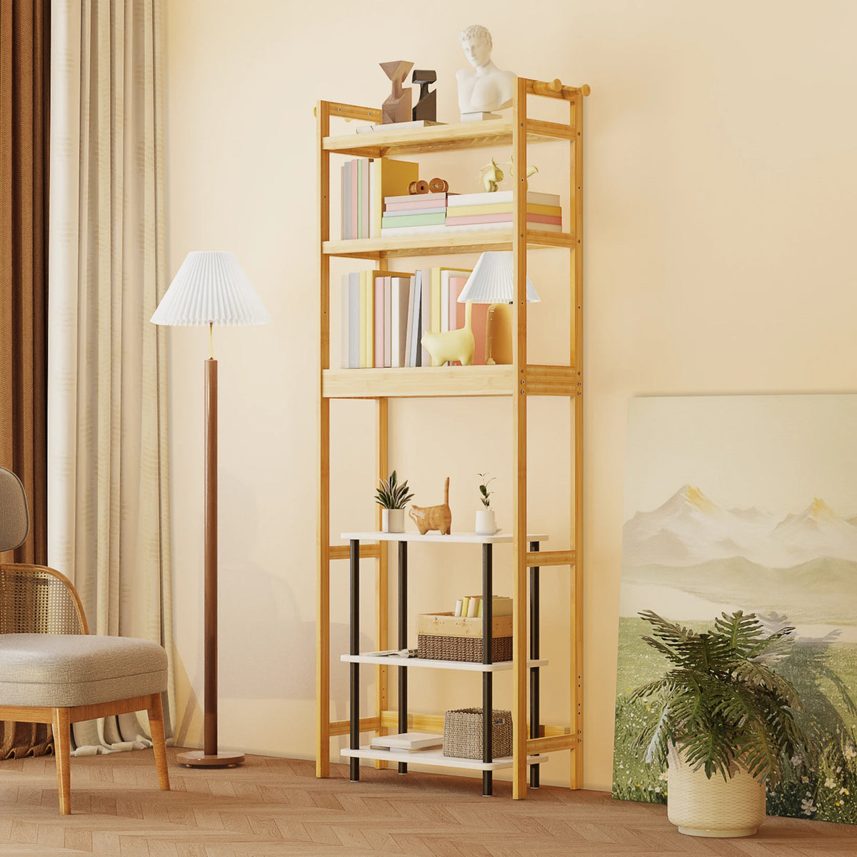 Bamboo Over Toilet Storage Shelf Organizer for Bathroom and Laundry Room