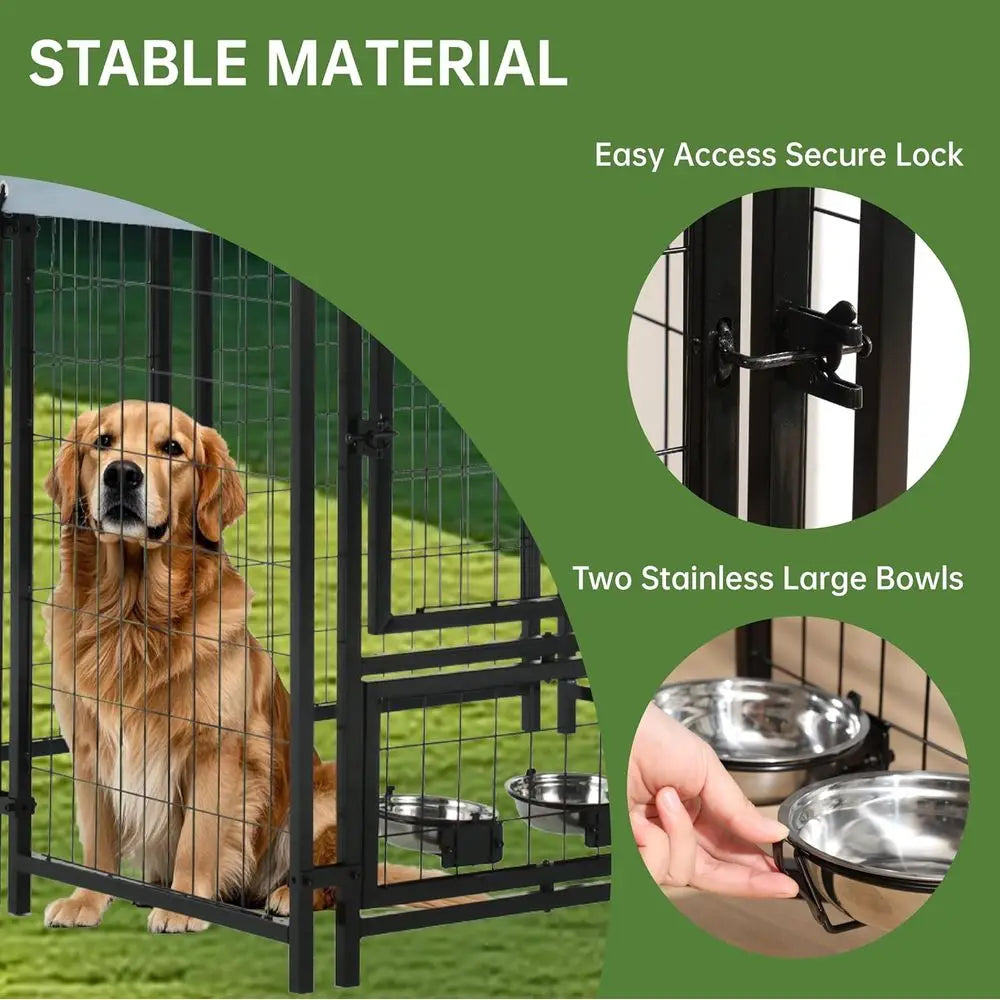 Heavy Duty Steel Outdoor Dog Kennel With Secure Lock