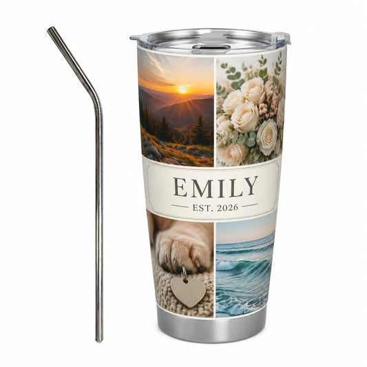 Personalized Stainless Steel Tumbler With Lid And Straw
