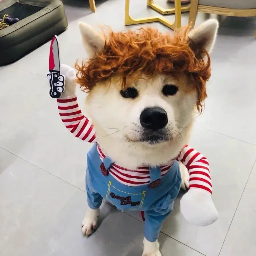 Chucky Doll Pet Costume for Dogs and Cats Halloween Cosplay Outfit