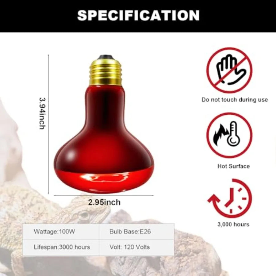 Infrared Heat Lamp Bulbs for Reptiles Poultry and Brooders