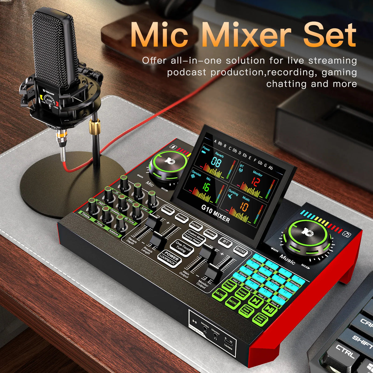Tenlamp G10 Pkpro 6 Channel Podcast Sound Card Audio Mixer