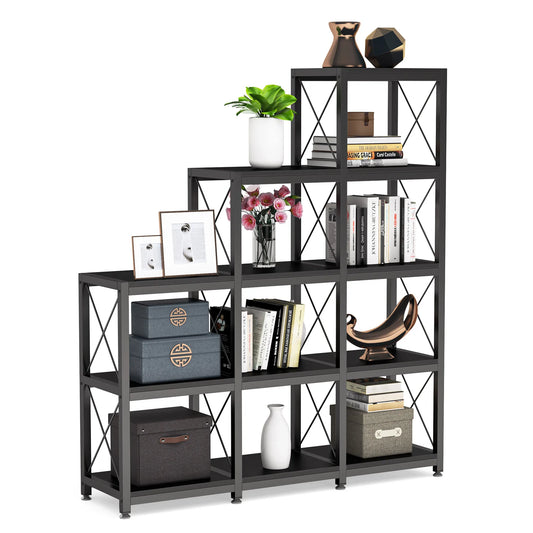 Tribesigns Industrial Corner Bookshelf Vintage Metal Step Ladder Rack