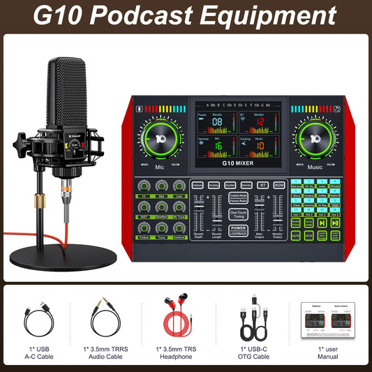 Tenlamp G10 Pkpro 6 Channel Podcast Sound Card Audio Mixer