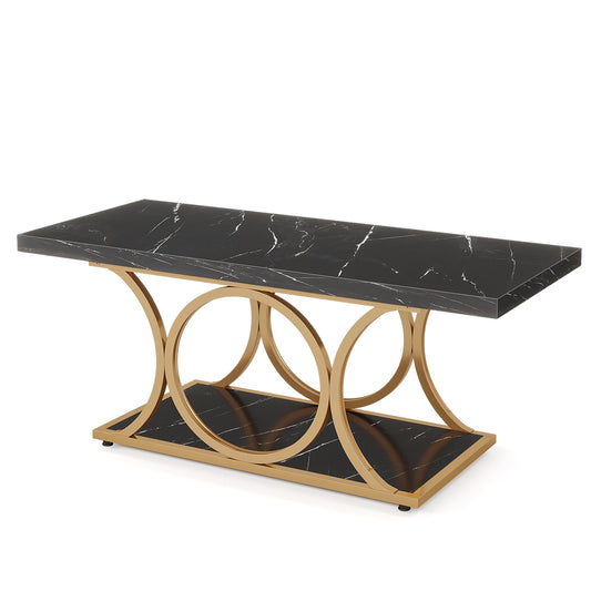 Tribesigns Modern Rectangle Coffee Table With Faux Marble Surface