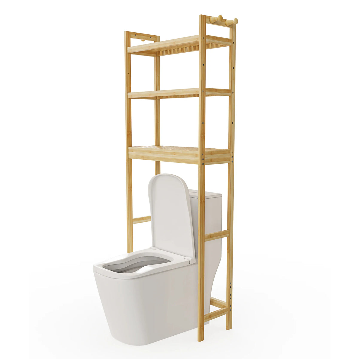 Bamboo Over Toilet Storage Shelf Organizer for Bathroom and Laundry Room