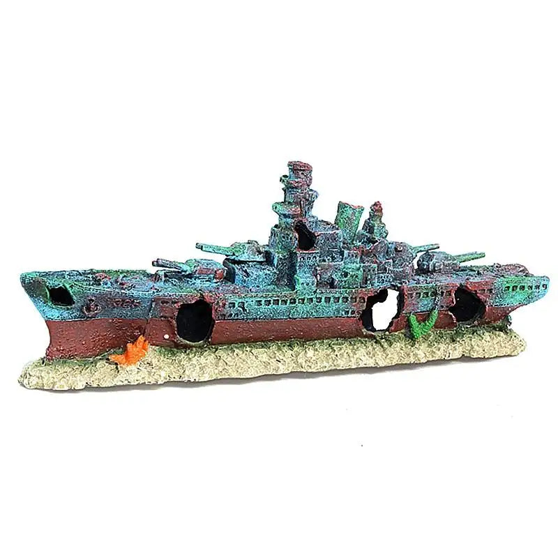 ATUOTIN Resin Sunken Warship Aquarium Ornament Fish Tank Cave Decor