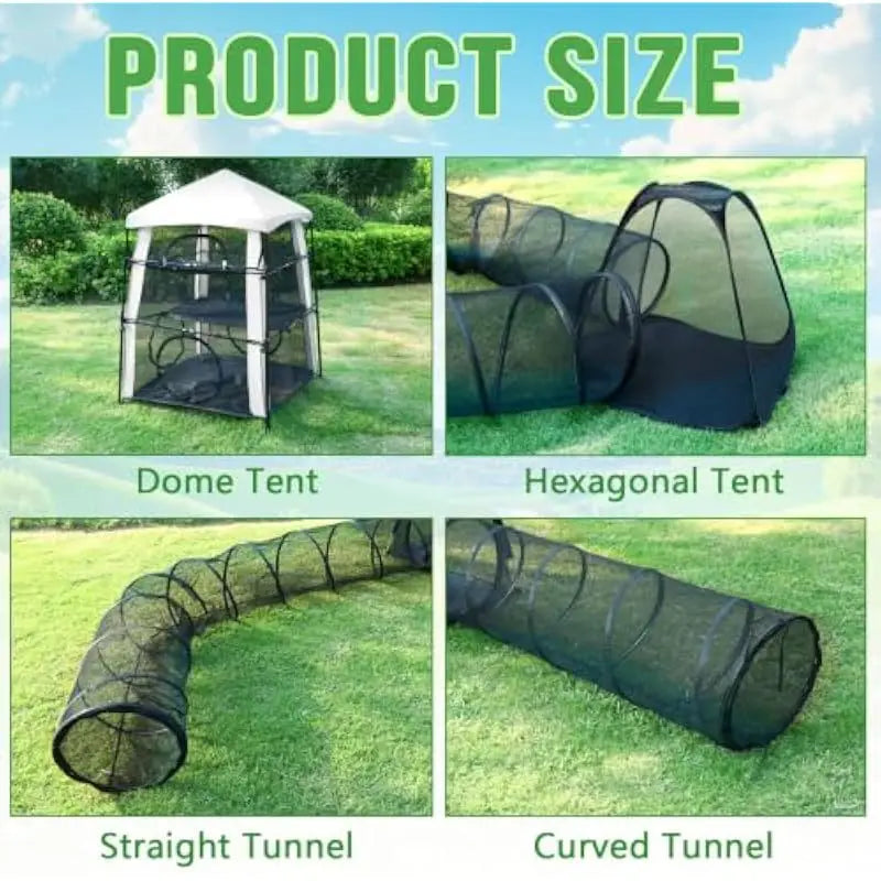 Outdoor Cat Playpen With Three Level Tent And Tunnel System