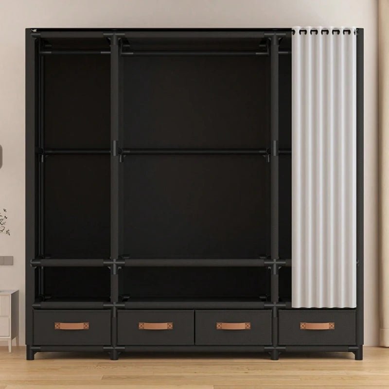 Portable Freestanding Wardrobe Closet With Drawers Shelves And Rods