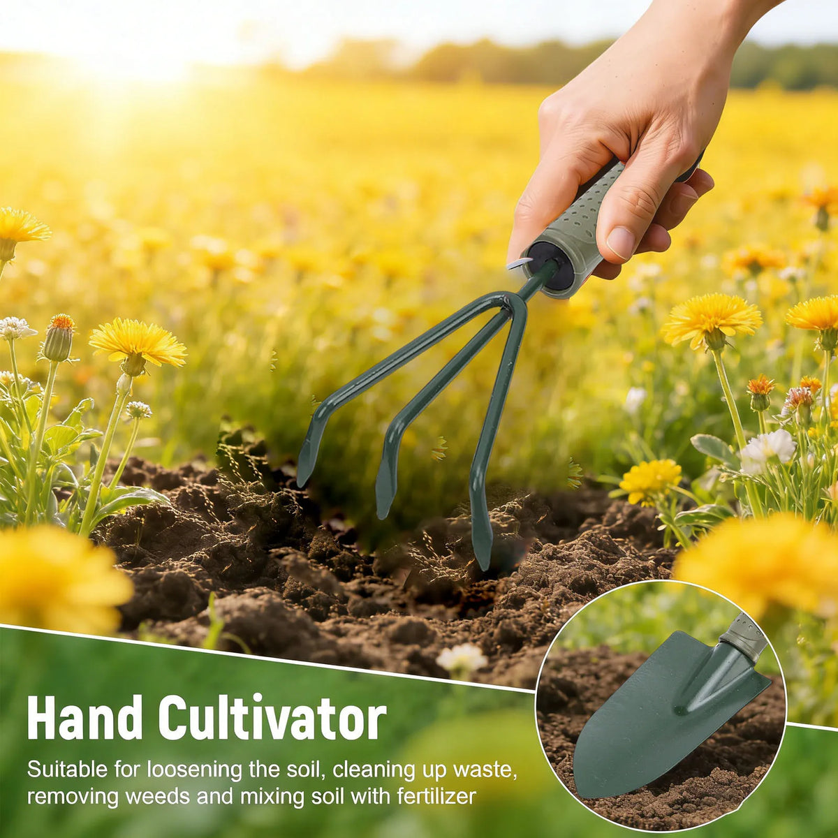 Ergonomic Garden Shovel And Rake Tool Set With Storage Bag