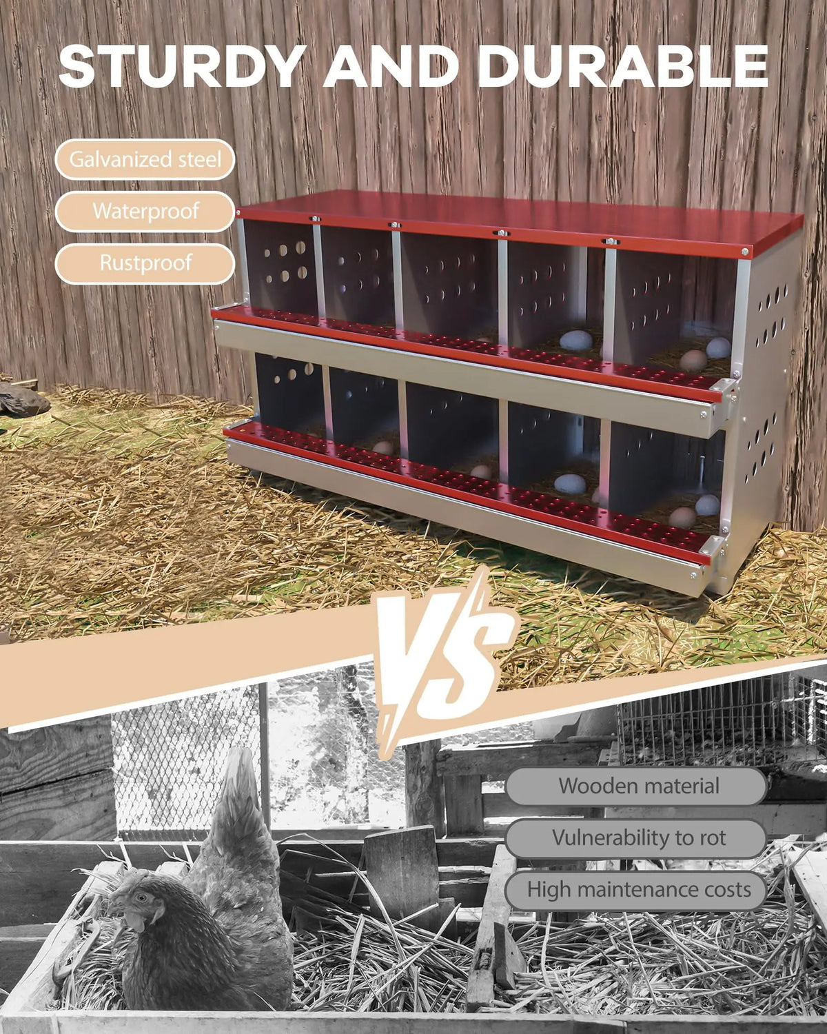 Automatic Roll Away Chicken Nesting Box For Laying Hens