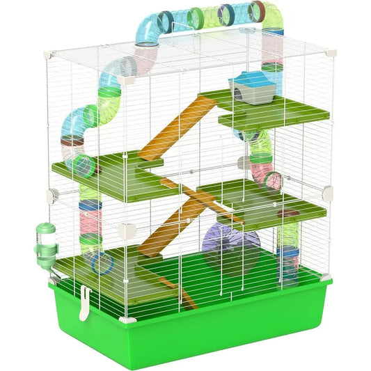 Multi Level Hamster Cage With Tubes And Portable Handles