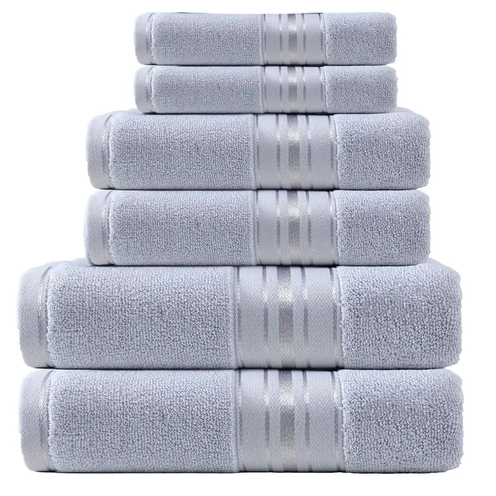 Luxury Turkish Cotton Towel Set, Six Piece Absorbent Bathroom Towels