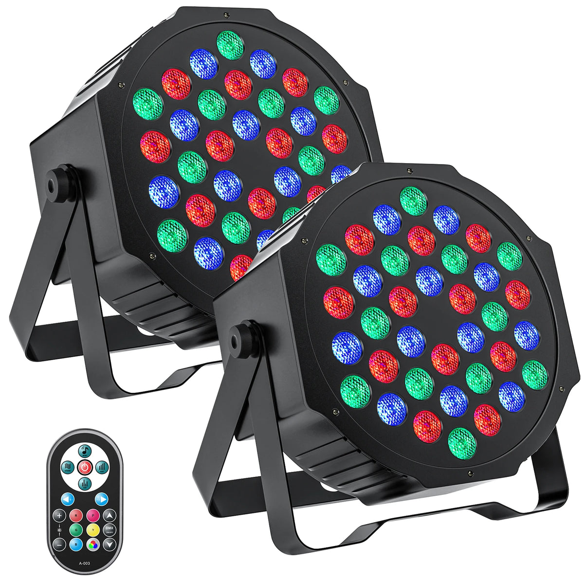 U'King 2-Pack RGB DMX Stage Light Par 36 LEDs Disco DJ Wedding