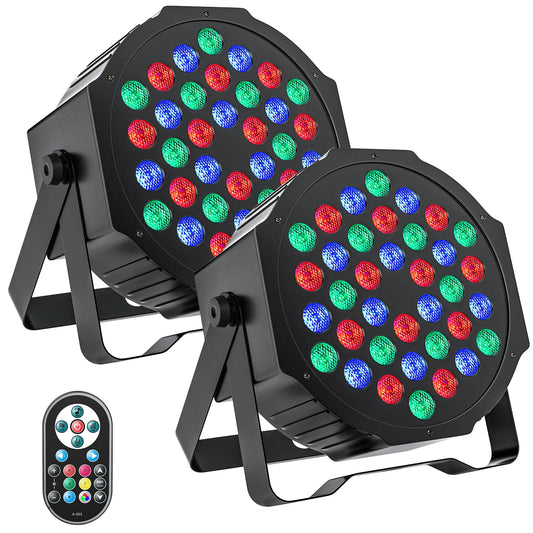 U'King 2-Pack RGB DMX Stage Light Par 36 LEDs Disco DJ Wedding