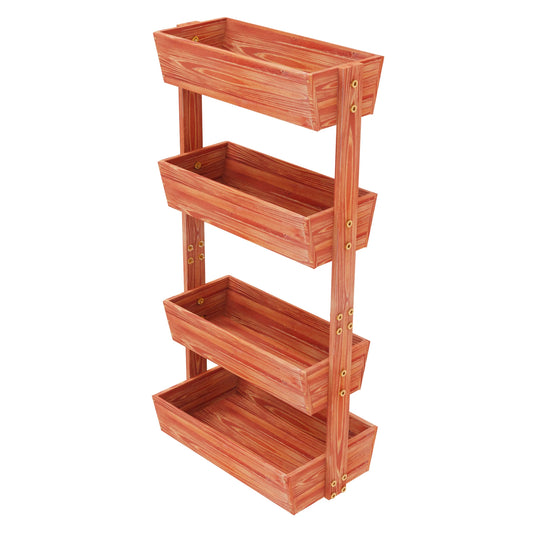 4 Tier Solid Wood Raised Garden Bed Removable Planter Box