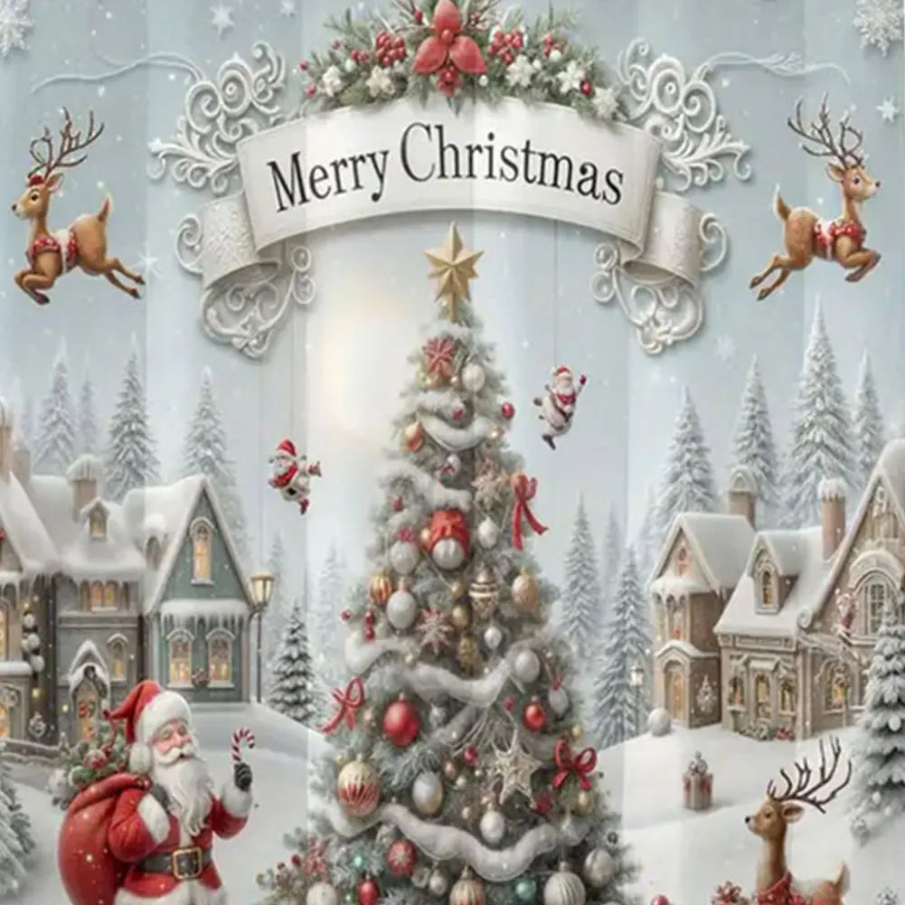 Shunmaii Christmas Shower Curtain Santa Claus Polyester Bathroom Decor