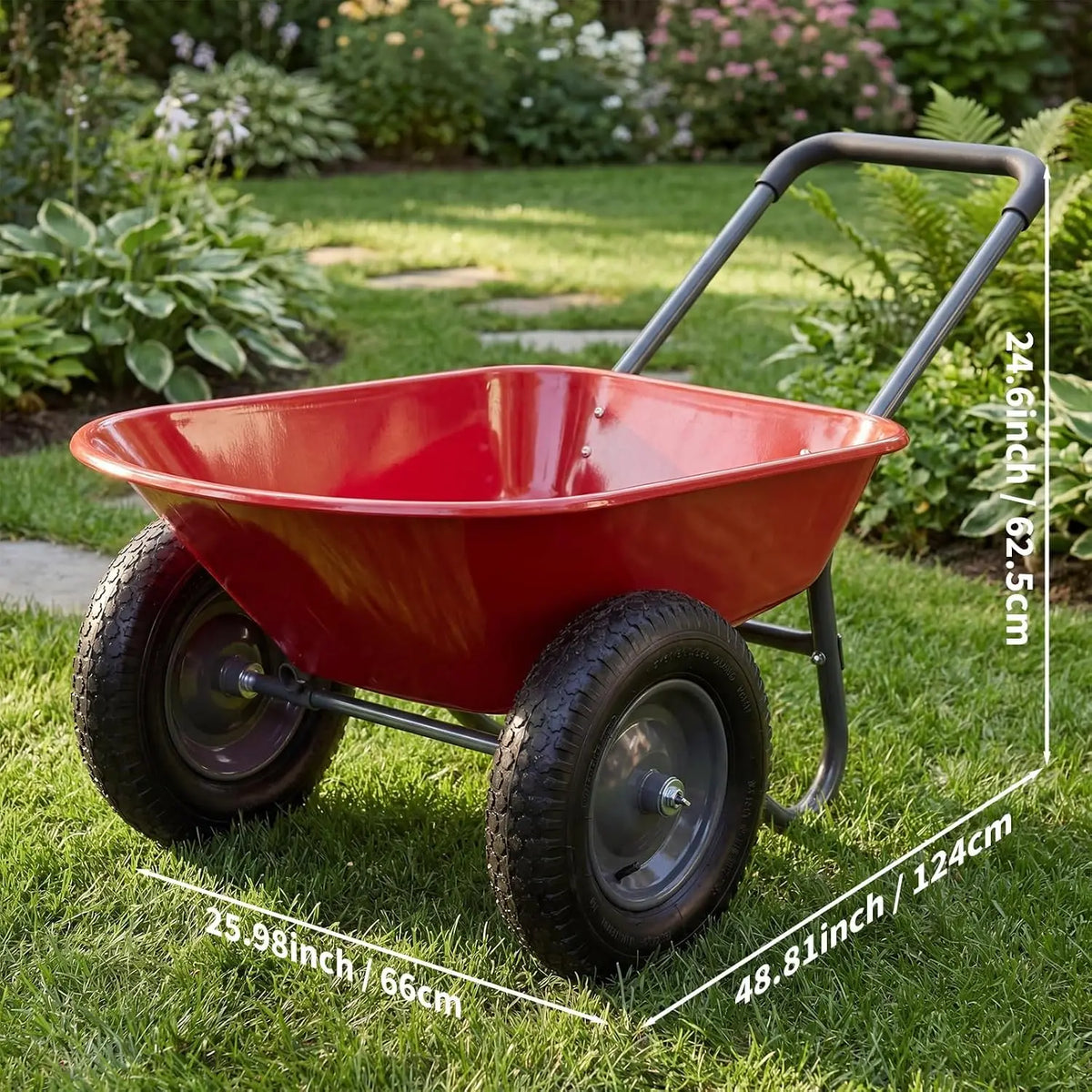 Mesh Utility Cart With Dual Wheels For Yard And Garden