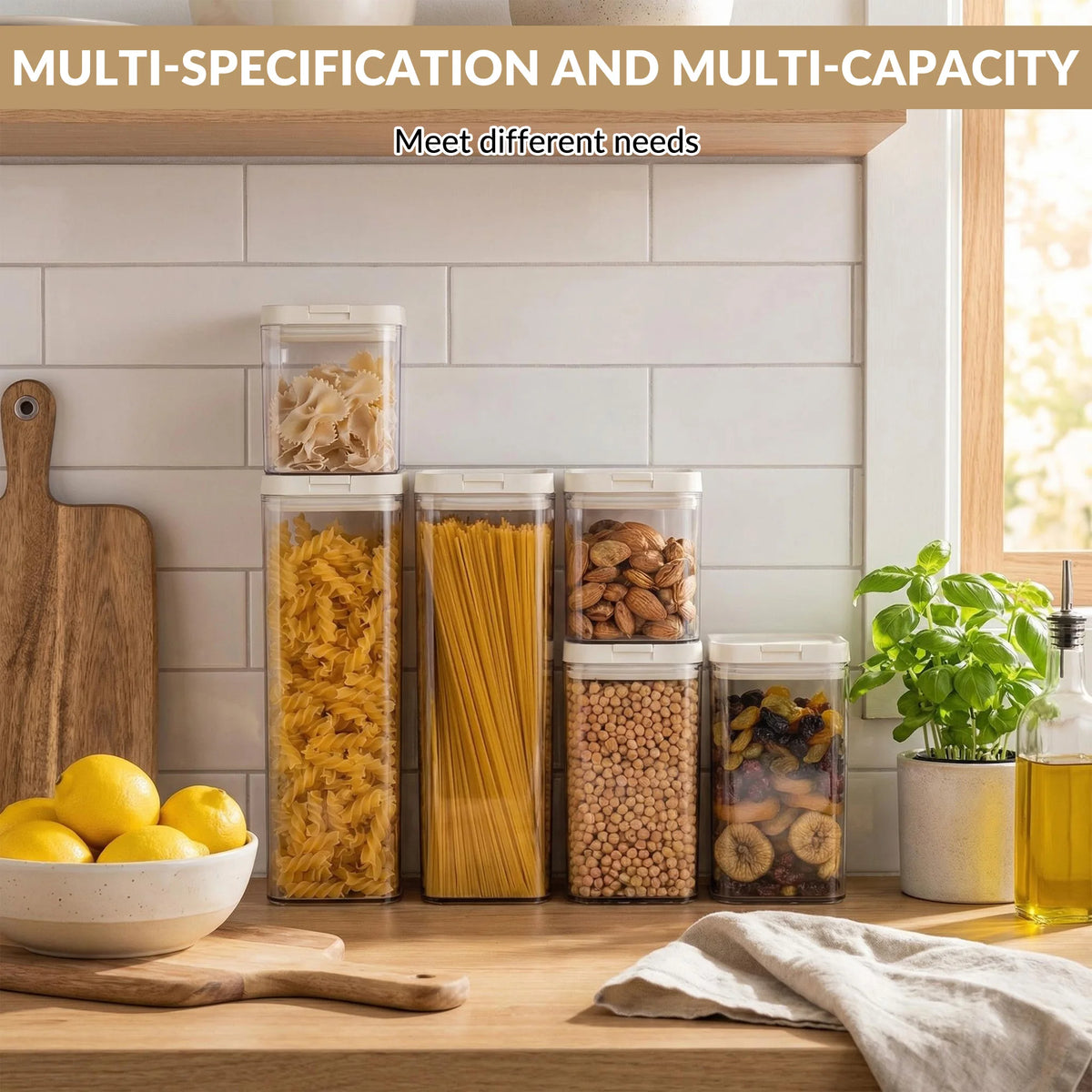 Kitchen Airtight Food Storage Containers With Flip Lids