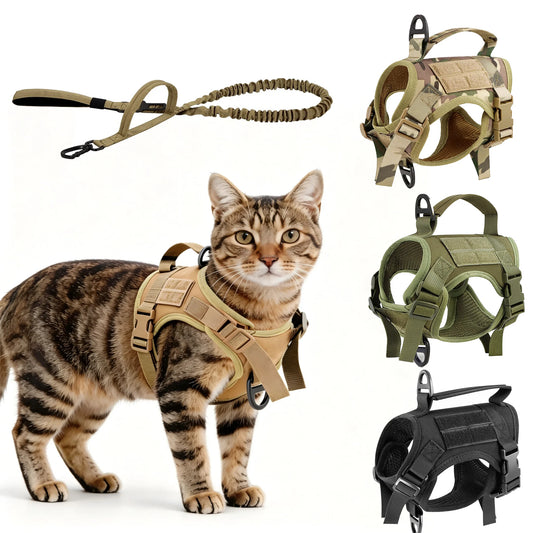 Petravel Tactical Cat Harness and Leash Set with Padded Handle