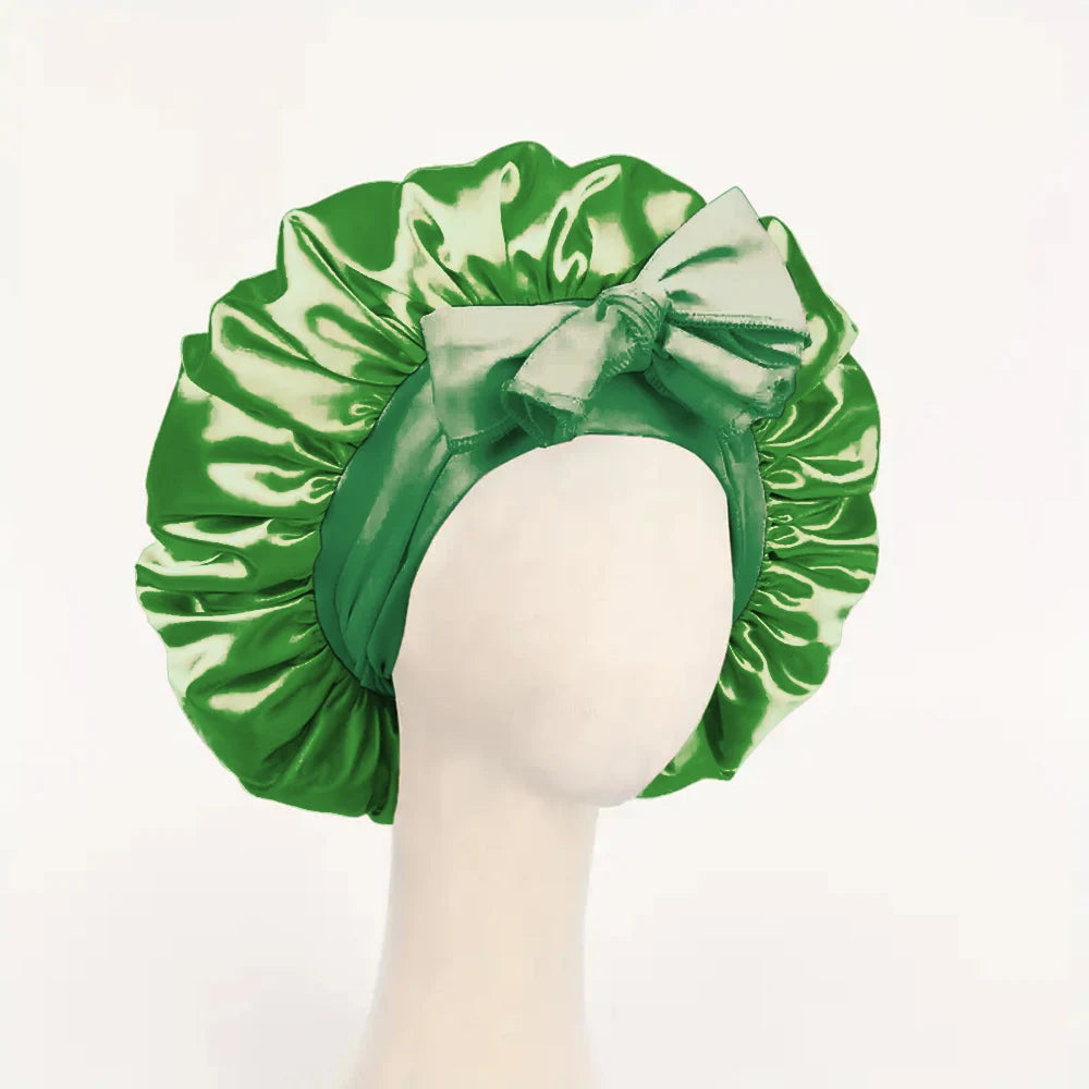 Adjustable Satin Hair Bonnet With Tie Band For Sleeping
