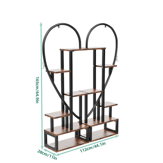 Wisfor 6 Tier Metal Wood Plant Display Rack Grow Light Stand