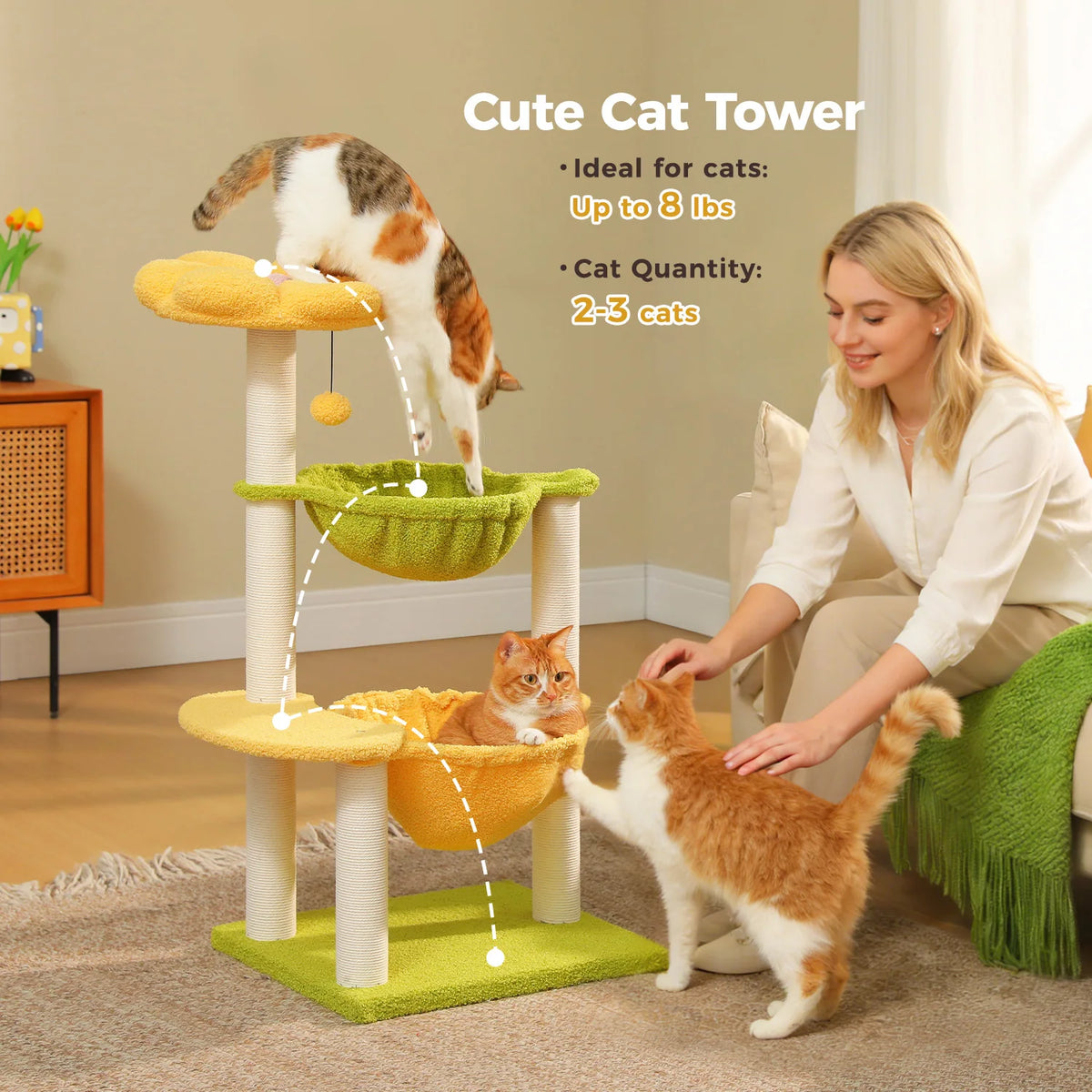 PAWZ Road Flower Cat Tree with Sisal Scratching Posts and Hammocks
