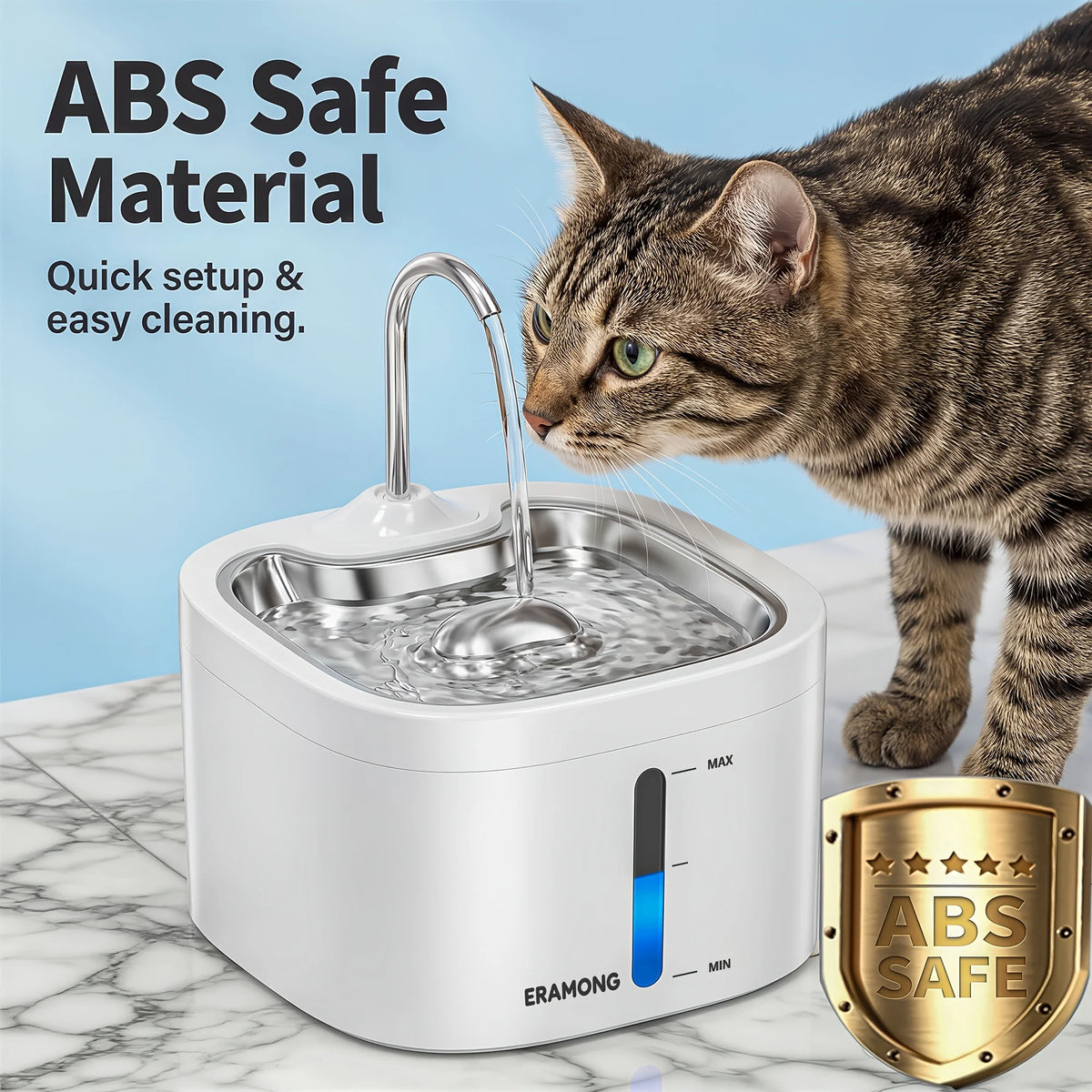 Automatic Stainless Steel Cat Water Fountain With Tap And Dispenser