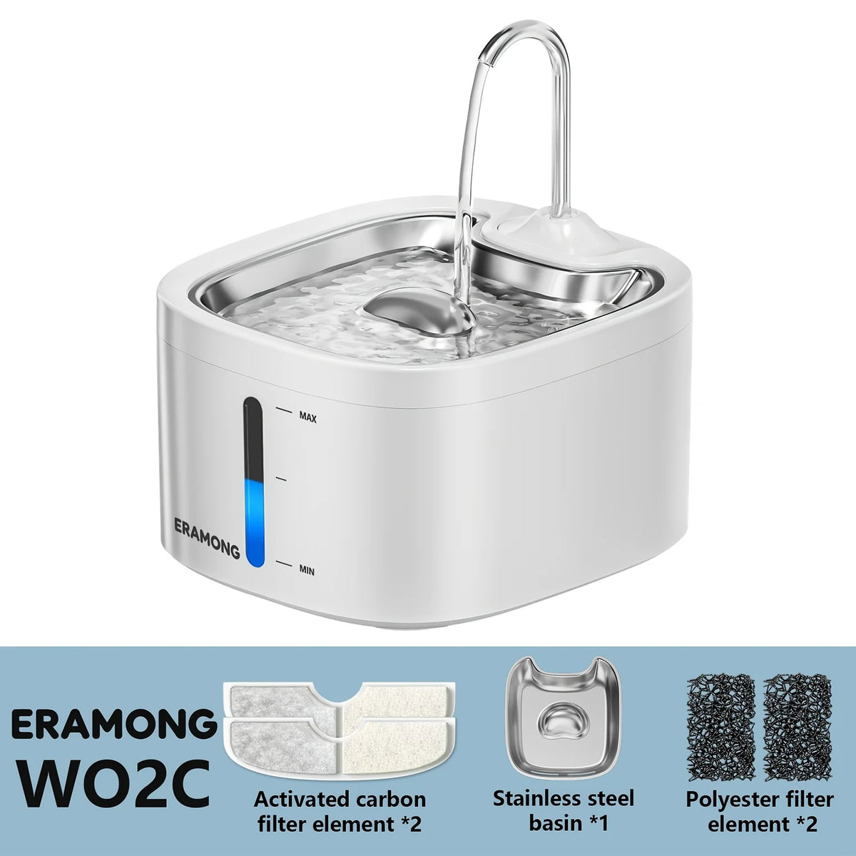 Automatic Stainless Steel Cat Water Fountain With Tap And Dispenser