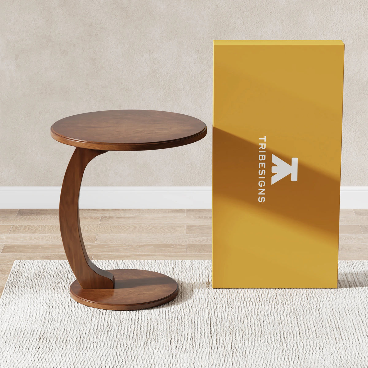 Tribesigns Wooden Mid Century Round End Table Living Room