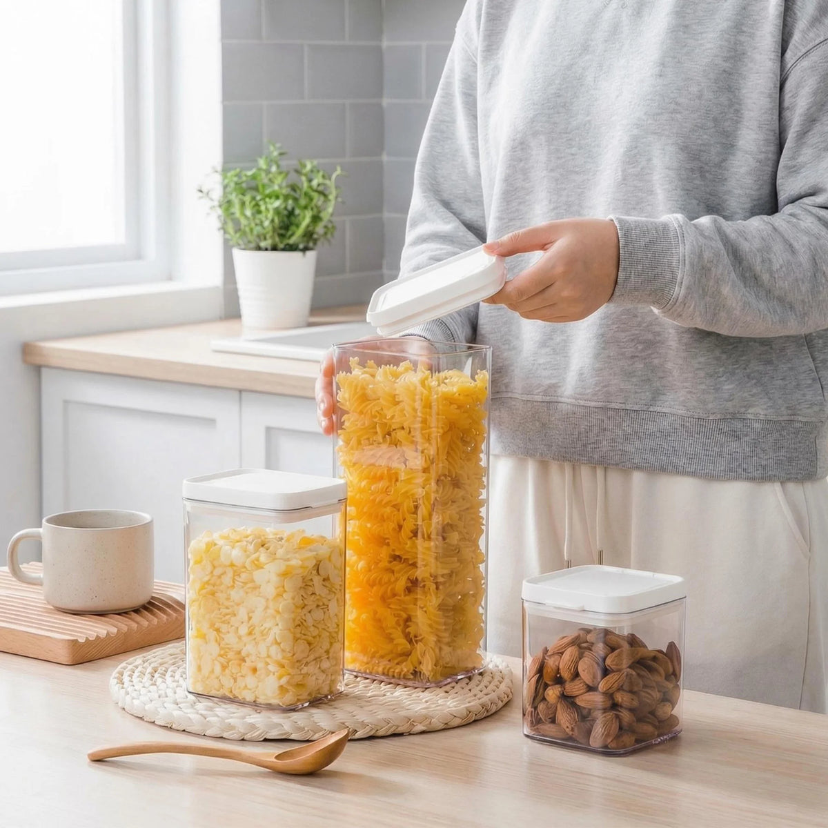 Kitchen Airtight Food Storage Containers With Flip Lids
