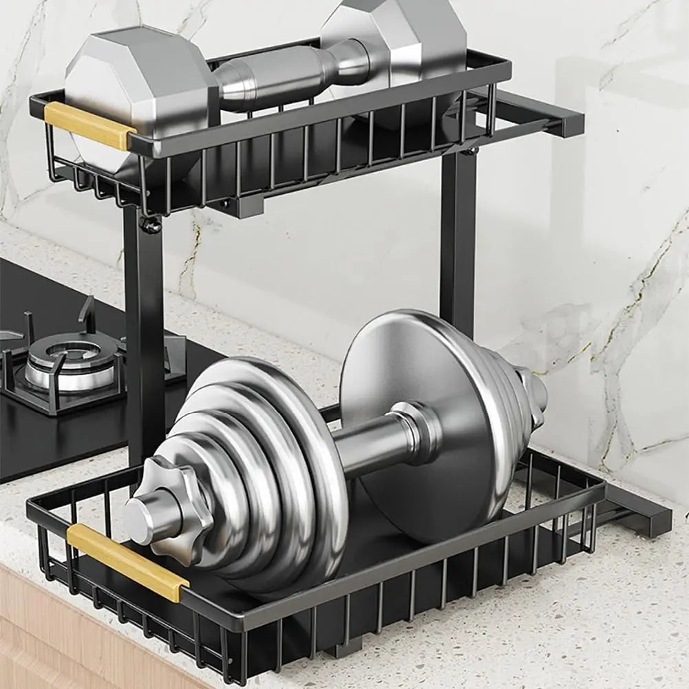 Two Tier L Shaped Under Sink Storage Organizer Shelf