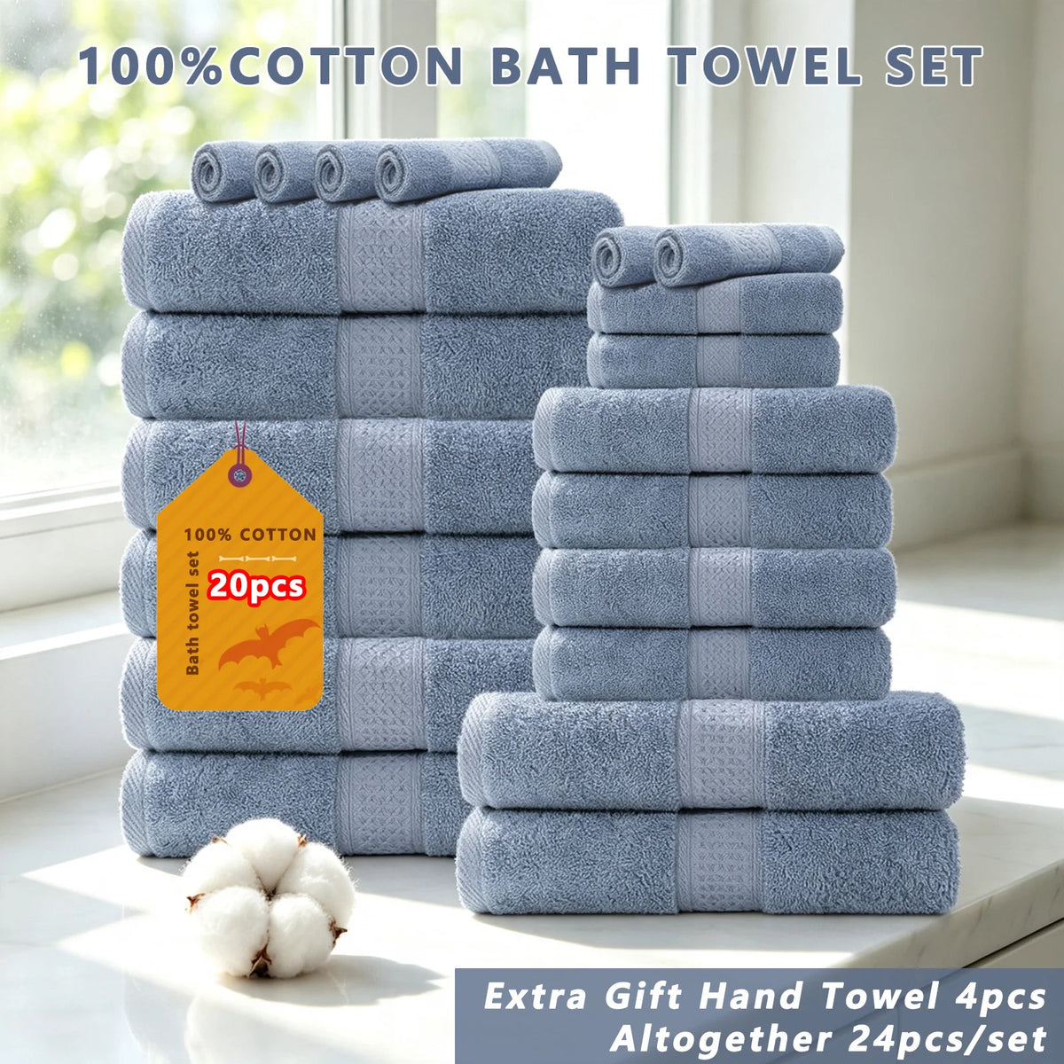 Soft Cotton Bath Towel Set With Quick Drying Water Absorption