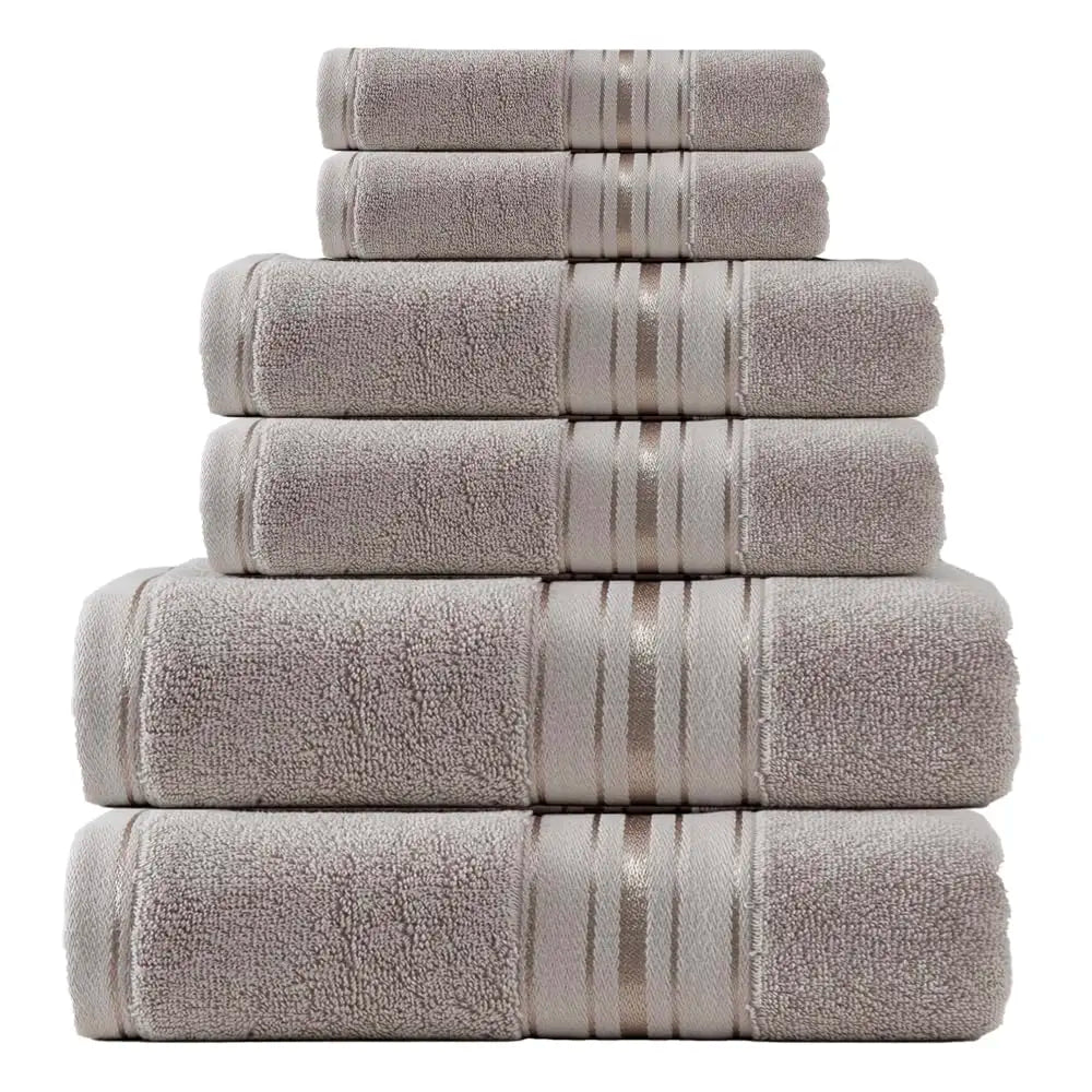 Luxury Turkish Cotton Towel Set, Six Piece Absorbent Bathroom Towels