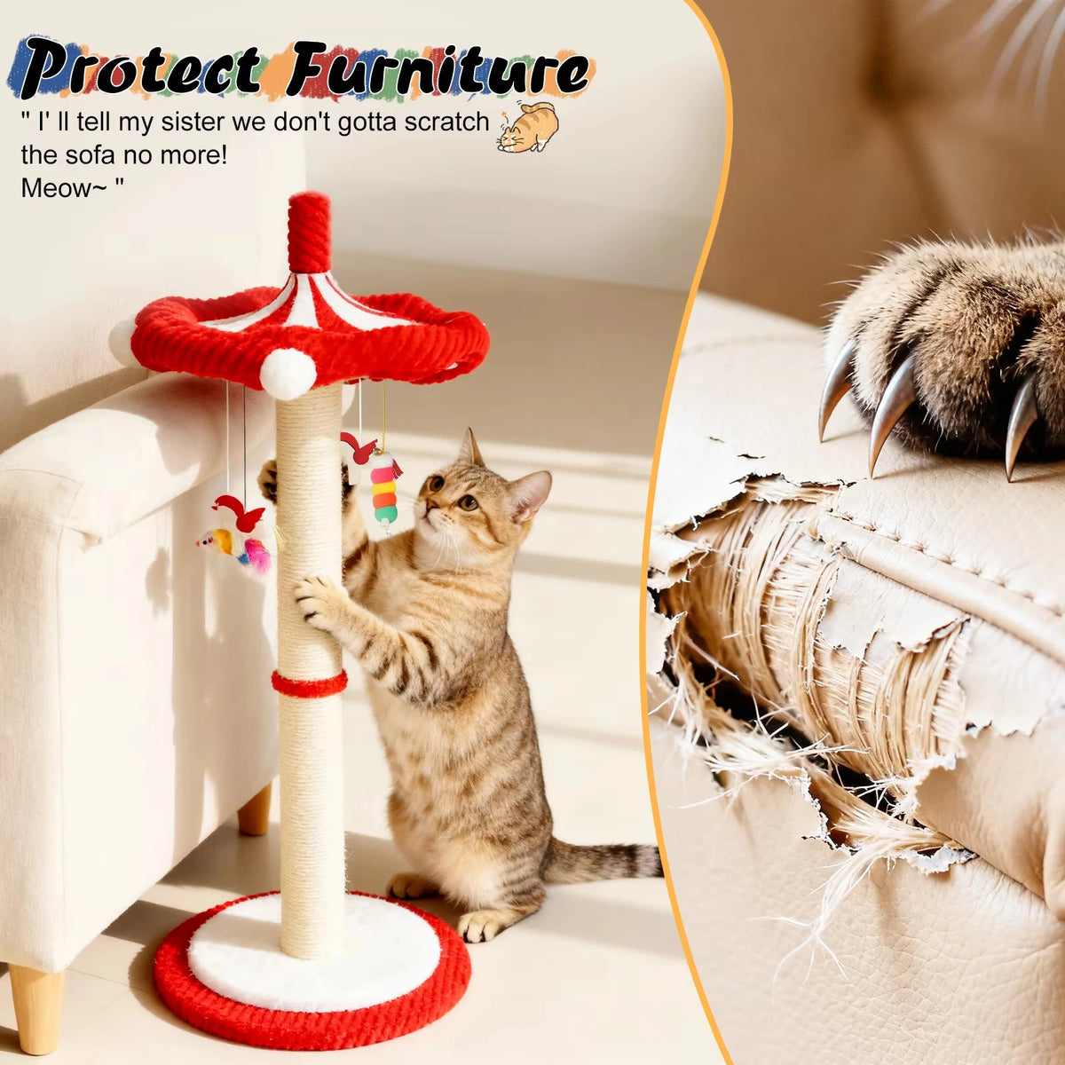 CWV Interactive Cat Tree With Rotating Top And Hanging Toys