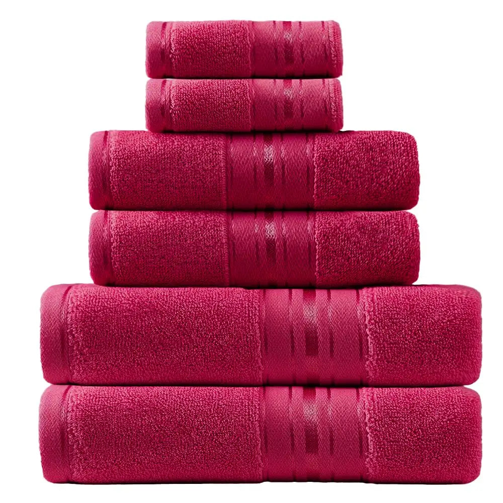 Luxury Turkish Cotton Towel Set, Six Piece Absorbent Bathroom Towels